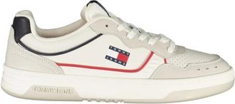 Tommy Hilfiger Witte leren heren sneaker - Heren - Sneakers - Veelkleurig - 44 EU - Leer - Schoenen