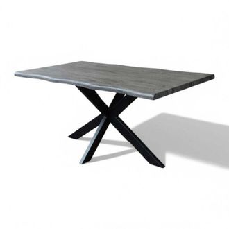 No Brand Tavolo con struttura in metallo e piano in melaminico 160x90xH75 cm Floym - Nero e Grigio