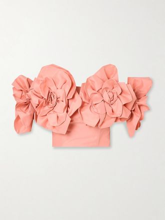 Aje Crop Top A Spalle Scoperte In Taffet&agrave; Con Applicazione Etta - Arancione