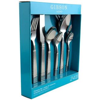 Gibson Prato 24 Piece Stainless Steel Flatware Set in Metallic Silver at Nordstrom