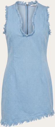 Ferragamo Women Mini dress with frayed edges Blue