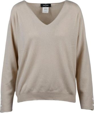 Gran Sasso V-Neck Cashmere Sweater with Button Details