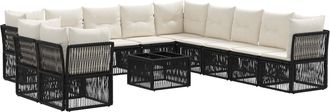 vidaXL Conjunto De Sof&aacute;s De Jard&iacute;n 12 Uds. Negro Rat&aacute;n Sint&eacute;tico Vidaxl