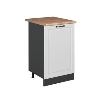 Vicco Mueble Bajo De Cocina R-line, Blanco Casa De Campo/antracita, 50 Cm Encimera Roble Dorado, Vicco
