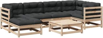 vidaXL Set De Sof&aacute;s Jard&iacute;n 7 Pzas Con Cojines Madera Maciza Pino Vidaxl