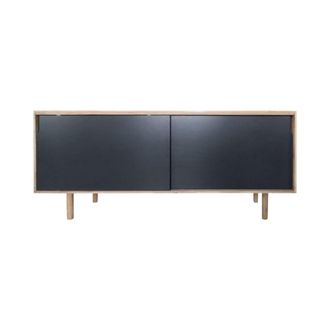 Decoclico Aparador de madera de mango natural y negro 2 puertas