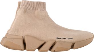 Balenciaga Pre-owned Womens Speed 2.0 Knitted Sneakers in Beige - Size UK 6