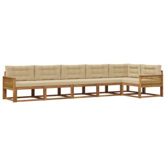 vidaXL Conjunto De Sof&aacute;s De Exterior Con Coj&iacute;n 6 Pcs Natural Y Beige Vidaxl