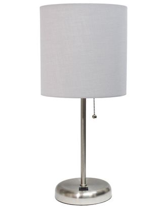 Lalia Home Stick Lamp With USB Charging Port And Fabric Shade