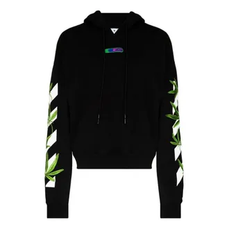 Off-white Weed Arrows Oversized Hoodie Black White Green OMBB037S22FLE0101055