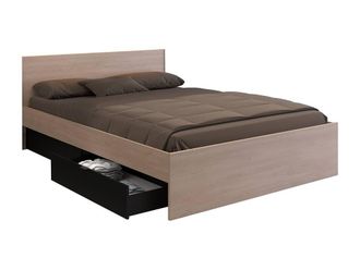 Vente-Unique Bed With 2 Drawers - 160 X 200 Cm - Natural & Black - VELONA | Size: Double