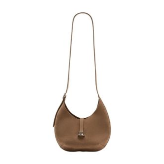 Courr&egrave;ges Small Logo-Plaque Shoulder Bag - female - Courr&egrave;ges - Shoulder Bags - Beige - ONE SIZE - Bags