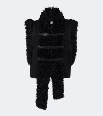 Fendi Gilet in misto lana e shearling con pelle