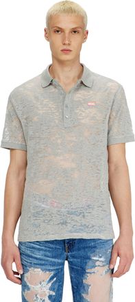 Diesel Polo shirt in all-over devor&eacute; jersey - Polos - Man - Grey