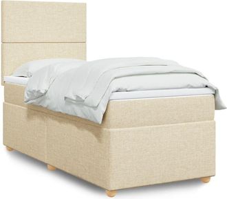 vidaXL Vidaxl - Cama Box Spring Con Colch&oacute;n Tela Color Crema 80x200 Cm