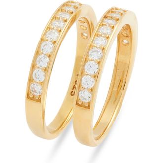 Nordstrom Set of 2 Cubic Zirconia Rings in 14K Gold Plated at Nordstrom Rack, Size 7