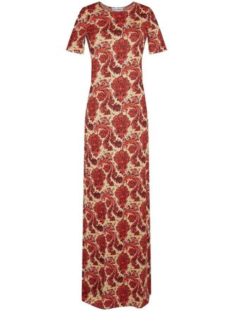 Paco Rabanne Abito lungo con stampa paisley - Rosso