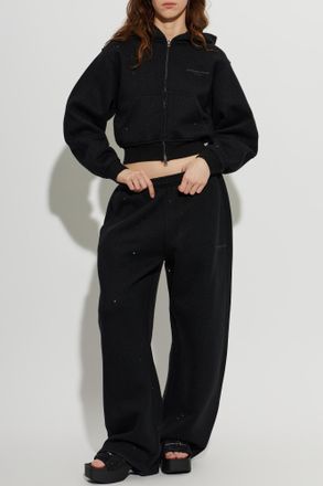 Alexander Wang Zip-up Hoodie With Sequins, Womens, Black