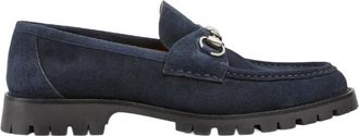 Gucci Loafer met Horsebit - Heren - Loafers - Blauw - 40 1/2 EU - Leer - Schoenen