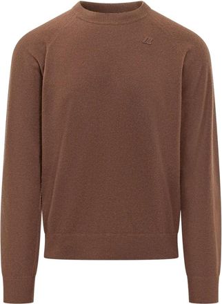 K-Way Fragan Fleece-Stitch Breiwerk - Heren - Ronde hals truien - Bruin - L - Wol - Truien & Vesten