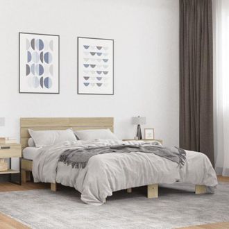 vidaXL Vidaxl - Giroletto Rovere Sonoma 140x200 cm in Legno Multistrato Metallo