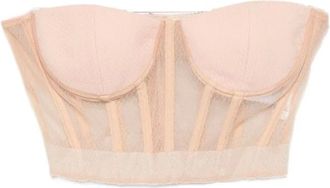 Elisabetta Franchi Mouwloze top - Dames - Tops - Beige - Maat: M Zijde