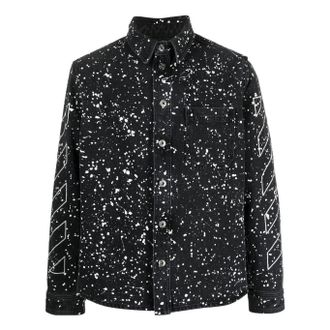 Off-white Mens Off-White FW22 Twill Printing Single Breasted Long Sleeves Ordinary Version Black Shirt OMYD027F22DEN0011001
