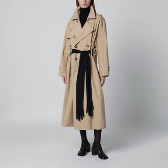 Maison Margiela Trench in cotone beige con guanti