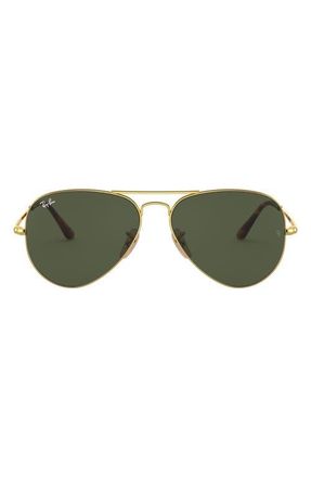 Ray-Ban Aviator Metal II 58mm Pilot Sunglasses in Green at Nordstrom