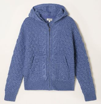 Fat Face FatFace Casey Blue Knitted Cable Hoody