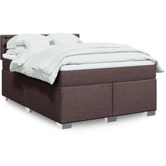 vidaXL Vidaxl - Cama Box Spring Con Colch&oacute;n Tela Marr&oacute;n Oscuro 140x190 Cm