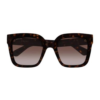 Gucci Rechthoekige Zonnebril - Dames - Accessoires - Bruin - Maat: 53 MM Nylon