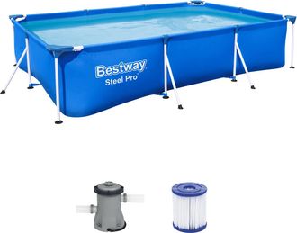 Bestway Piscina Rectangular De Acero steel Pro Con Depuradora 300x201x66 3300 L 56411 - Bestway
