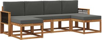 vidaXL Conjunto De Sof&aacute;s De Exterior 6 Uds. Natural Y Antracita Vidaxl