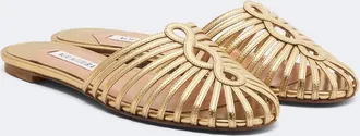 Aquazzura Sweet Surrender metallic leather mules