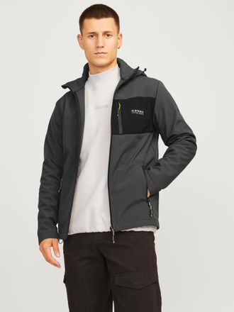 Jack & Jones Softshelljacke JACK & JONES JJTAYLOR SOFTSHELL JACKET, Herren, Gr. XS, grau (asphalt), Web, Obermaterial: 100% Polyester, unifarben mit Farbeinsatz, n