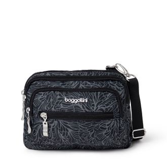 Baggallini Womens Triple Zip Bagg Small Crossbody Bag