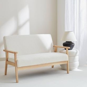 Sweeek 2-seater Scandi-style Loveseat Sofa In Boucle Fabric in Cream