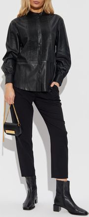 AllSaints Sara Leather Shirt, Womens, Black