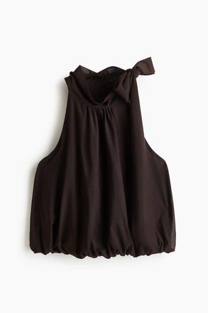 H&M Scarf-collar Top in Dark Brown at Nordstrom, Size X-Small