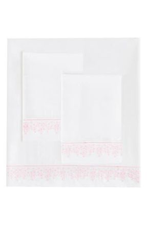 Melange Home Percale Cotton Babys Breath Embroidery Sheet Set - Queen in White/Rose at Nordstrom Rack, Size California King