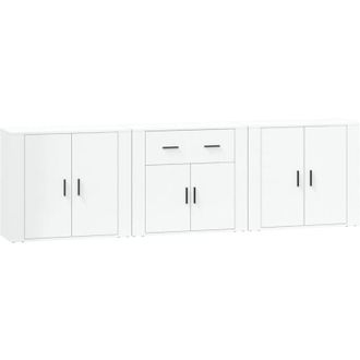 vidaXL Aparadores 3 Piezas Madera Contrachapada Blanco Vidaxl