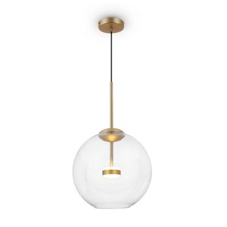Maytoni L&aacute;mpara de techo led moderno dorado con pantalla esf&eacute;rica transparente
