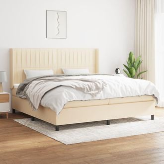 vidaXL Vidaxl - Cama Box Spring Con Colch&oacute;n Tela Color Crema 200x200 Cm