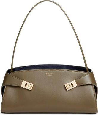 Ferragamo Hug Leather East/West Shoulder Bag in New Olive New Navy at Nordstrom