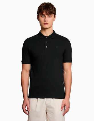 Lyle & Scott Mens Lyle & Scott Superfine Polo Shirt JET BLACK - Size: 38