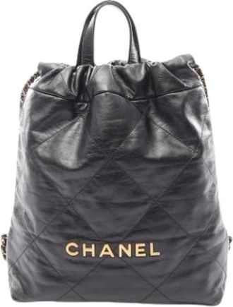 Chanel Pre-owned Vintage Rugzak - Dames - Vintage Rugzakken - Zwart - ONE Size - Leer - Vintage