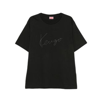 Kenzo T-Shirts, male, Black, Size: 2XL Signature Embroidered T-Shirt