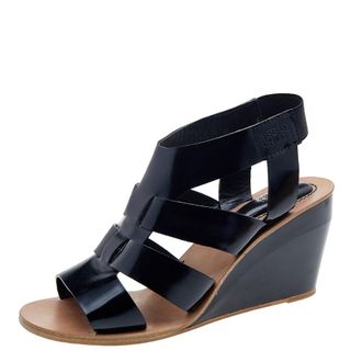 See By Chlo&eacute; See by Chloe Black Leather Slingback Wedge Sandals Size 40