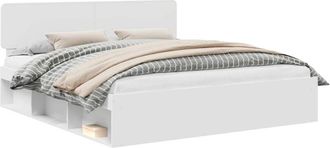 vidaXL Bed Frame with Headboard White 180 x 200 cm Solid Pine Wood vidaXL